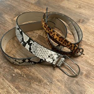 Belts.    Ann Taylor snake and a unnamed cheetah belt
